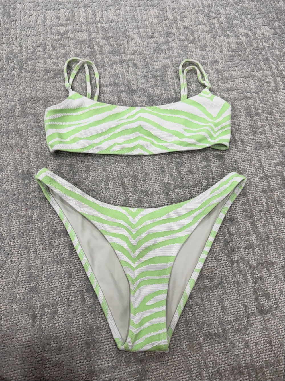 triangl swimwear Lime Green & White Zebra-Print Bikini Set